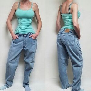 VINTAGE Levi's 560 Grunge Mid Wash Stone Wash Loose Raw Cut Distressed Jeans